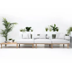 Viadurini in the Garden Gartensofas-4-Sitzer-Sofa aus Teakholz, Seilgeflecht und Kissen - Bellatrix