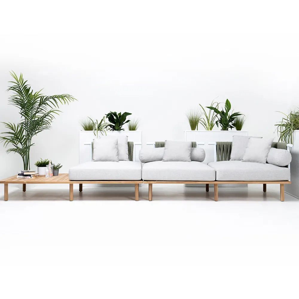 Viadurini in the Garden Gartensofas-4-Sitzer-Sofa aus Teakholz, Seilgeflecht und Kissen - Bellatrix