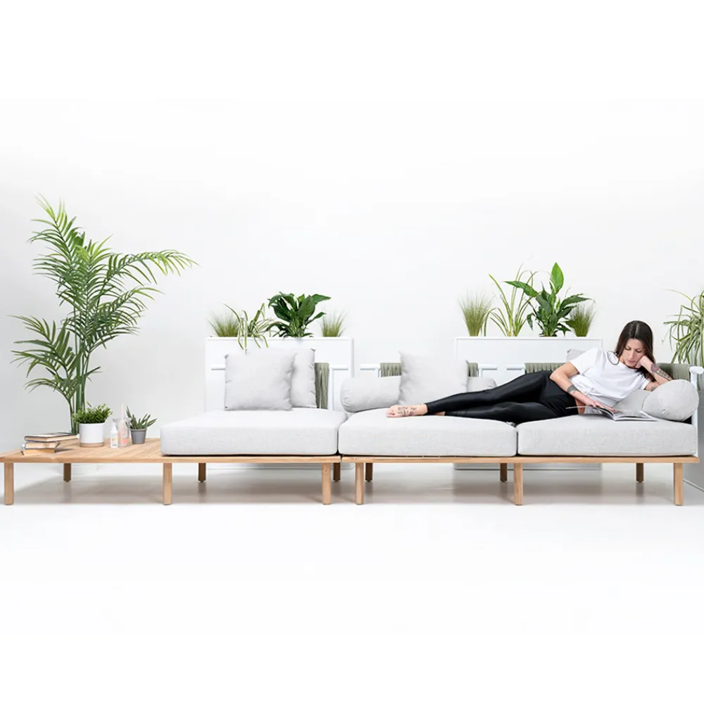 Viadurini in the Garden Gartensofas-4-Sitzer-Sofa aus Teakholz, Seilgeflecht und Kissen - Bellatrix