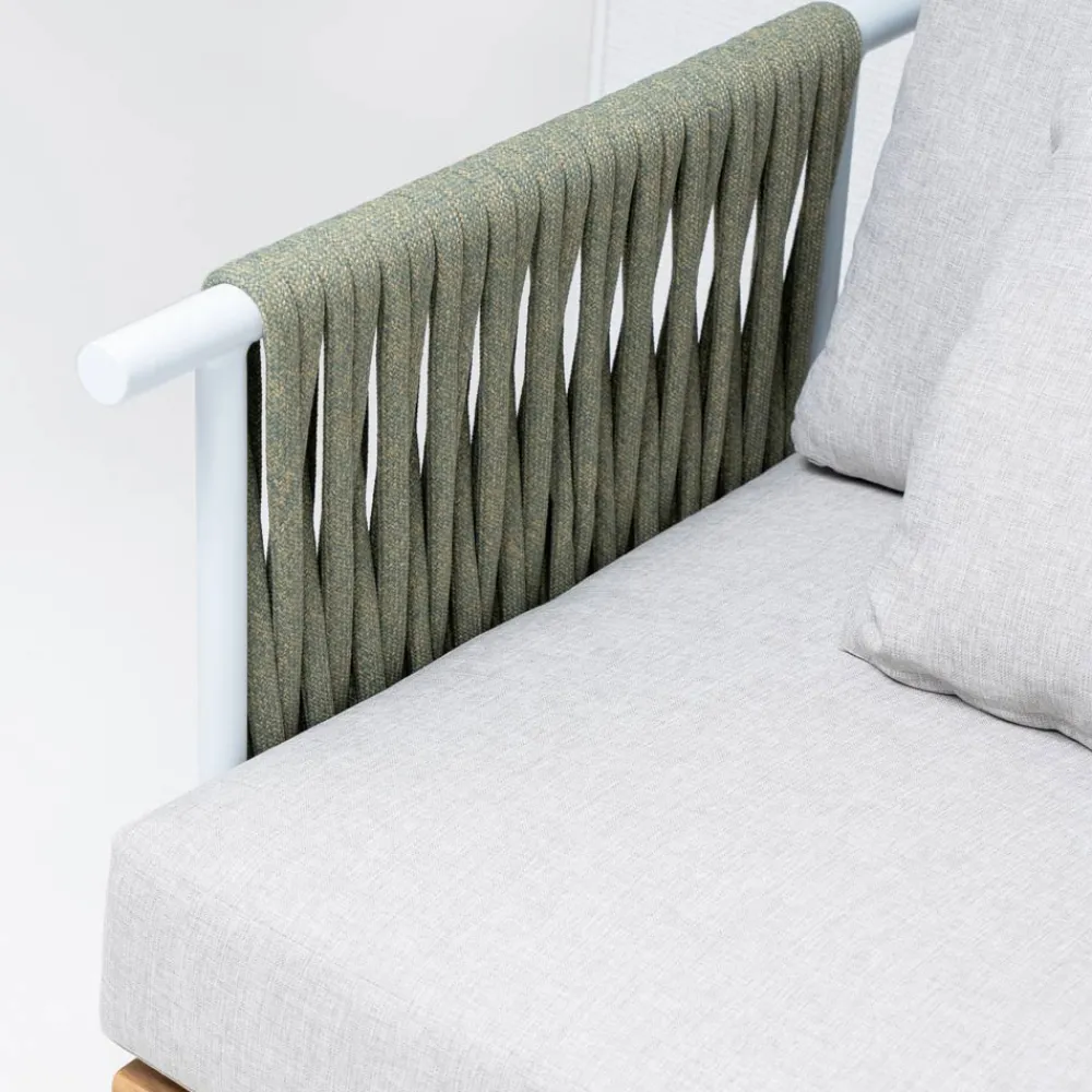 Viadurini in the Garden Gartensofas-4-Sitzer-Sofa aus Teakholz, Seilgeflecht und Kissen - Bellatrix