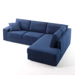 Viadurini Living Moderne Sofas-3-Sitzer-Sofa mit Halbinsel aus weißem oder blauem Stoff Made in Italy - Elsass