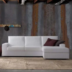 Viadurini Living Moderne Sofas-3-Sitzer-Sofa mit Halbinsel aus weißem oder blauem Stoff Made in Italy - Elsass