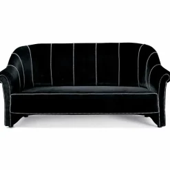 Viadurini Italian Sofas Moderne Sofas-3-Sitzer-Sofa mit Samtbezug und weißen Nähten Made in Italy - Caster