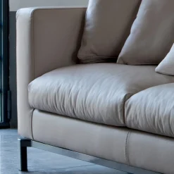 Viadurini Living Moderne Sofas-3-Sitzer-Wohnzimmersofa aus Leder, Holz und Metall Made in Italy - Bizzarro