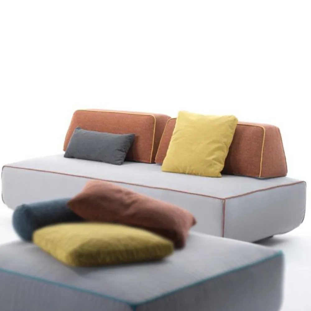 Viadurini Living Moderne Sofas-2-Sitzer-Wohnzimmersofa aus grauem Stoff mit Made in Italy-Bordüre - Ardenne