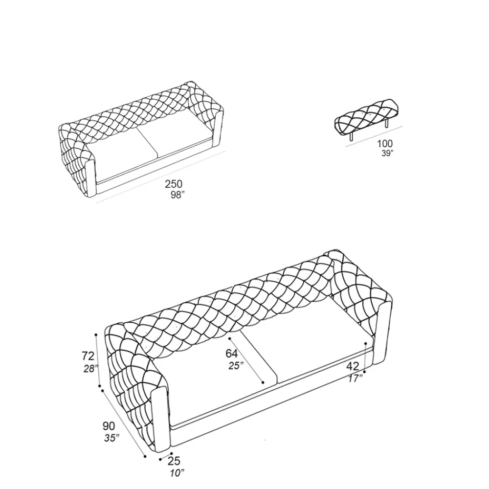 Viadurini Living Moderne Sofas-2-Sitzer-Wohnzimmersofa mit verstellbarer Kopfstütze Made in Italy - Unleashed