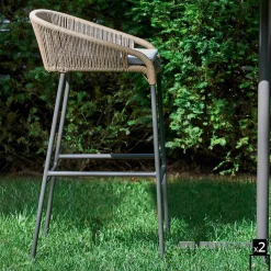 Varaschin Outdoor Hocker-Sitzhocker handgeflechtet 2 Teile