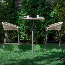 Varaschin Outdoor Hocker-Sitzhocker handgeflechtet 2 Teile