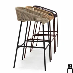 Varaschin Outdoor Hocker-Sitzhocker handgeflechtet 2 Teile