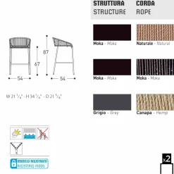 Varaschin Outdoor Hocker-Sitzhocker handgeflechtet 2 Teile