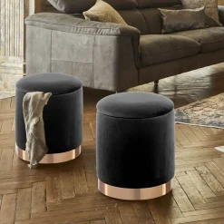 Viadurini Living Sitzsäcke|Sitzsäcke-Sitzpuff mit Bezug aus Mikrofaserstoff mit Samteffekt und goldener Basis - Abruzzen