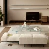 Viadurini Living Moderne Sofas-Sofa mit extraklarem Glassockel und Stoffsitz, hergestellt in Italien – Rory