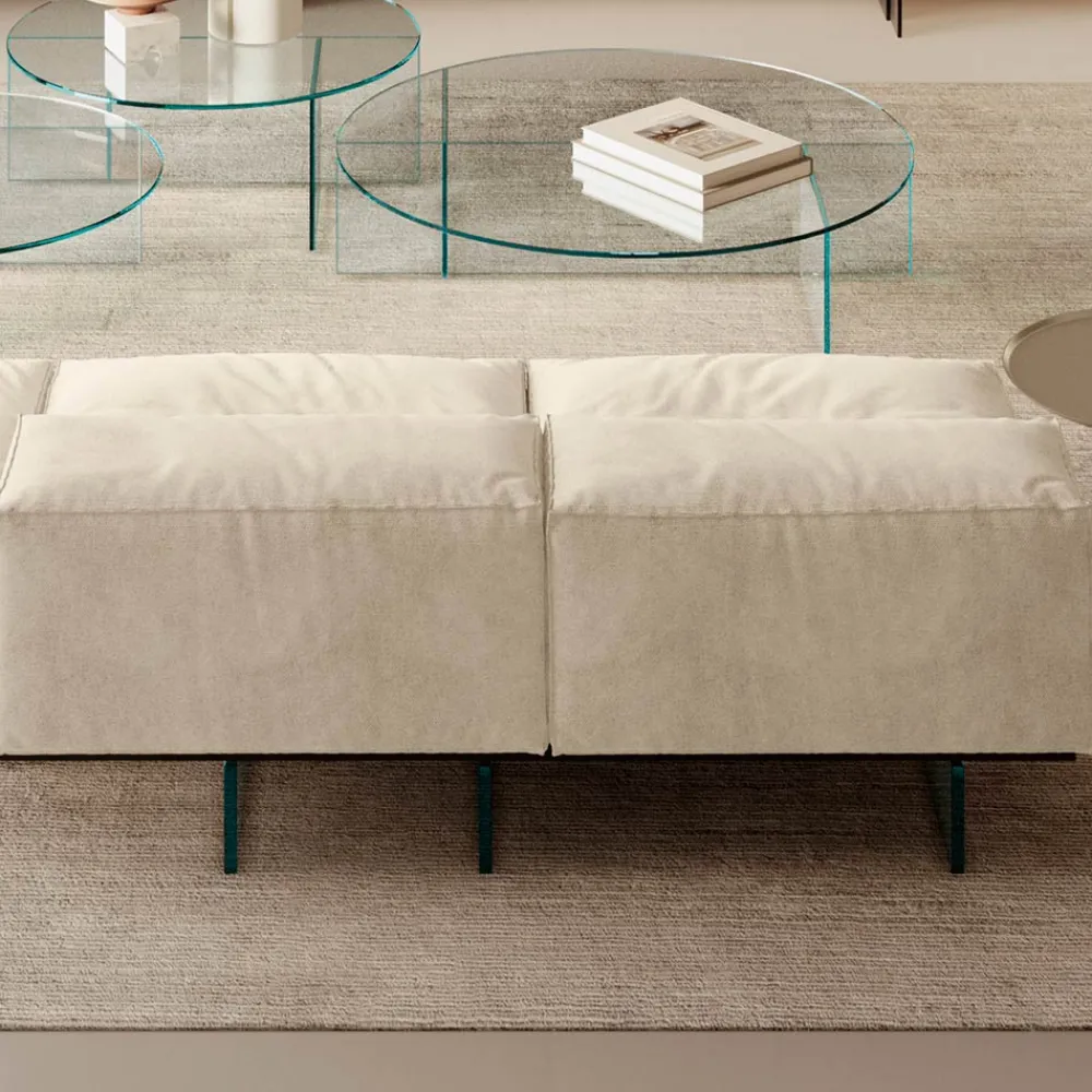 Viadurini Living Moderne Sofas-Sofa mit extraklarem Glassockel und Stoffsitz, hergestellt in Italien – Rory