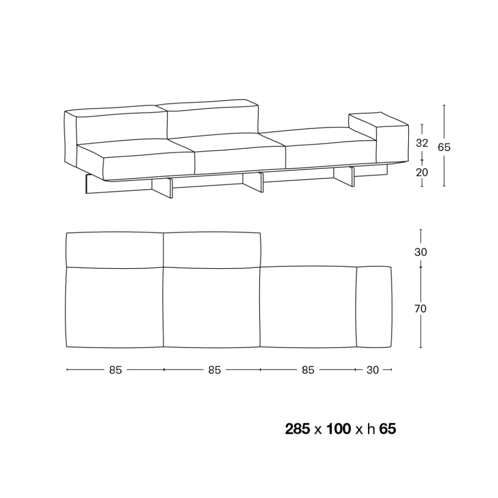 Viadurini Living Moderne Sofas-Sofa mit extraklarem Glassockel und Stoffsitz, hergestellt in Italien – Rory