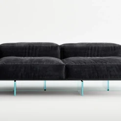 Viadurini Living Moderne Sofas-Sofa mit extraklarem Glassockel und Stoffsitz, hergestellt in Italien – Rory