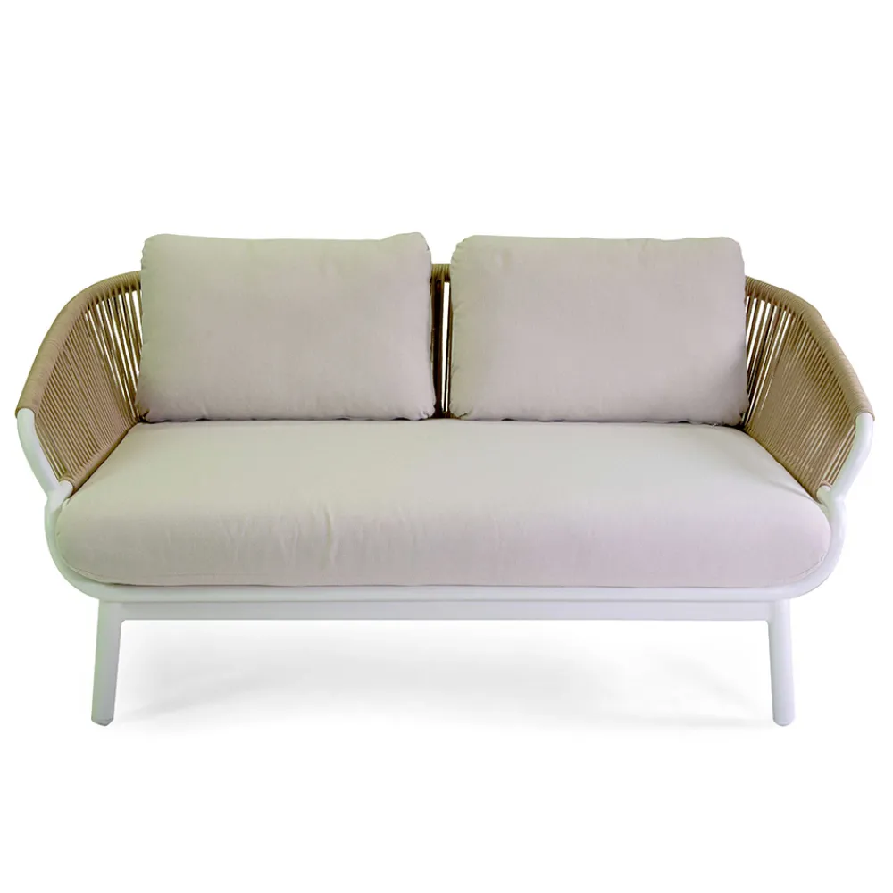 Viadurini in the Garden Gartensofas-Sofa mit Sesseln und Couchtisch aus weißem Aluminium für den Garten - Tenda