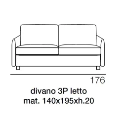 Viadurini Living Moderne Schlafsofas-Sofa umwandelbar in 2- oder 3-Sitzer Bett Stoff Made in Italy - Geneviev
