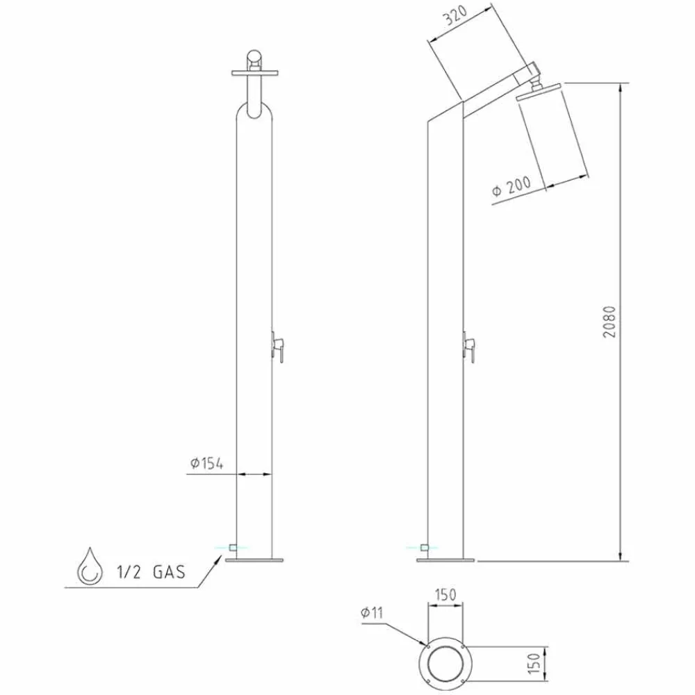 Viadurini in the Garden Gartendusche-Solar Garden Duschsäule aus schwarzem Edelstahl Made in Italy - Werner