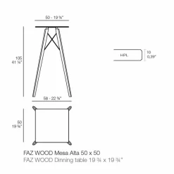 Vondom Garten Beistelltisch-Square Design High Bar Tisch in Holz und HPL, 4 Stück - Faz Wood von