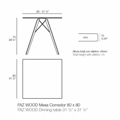 Vondom Esstische-Square Design Holz und HPL Esstisch, 4 Stück - Faz Wood von