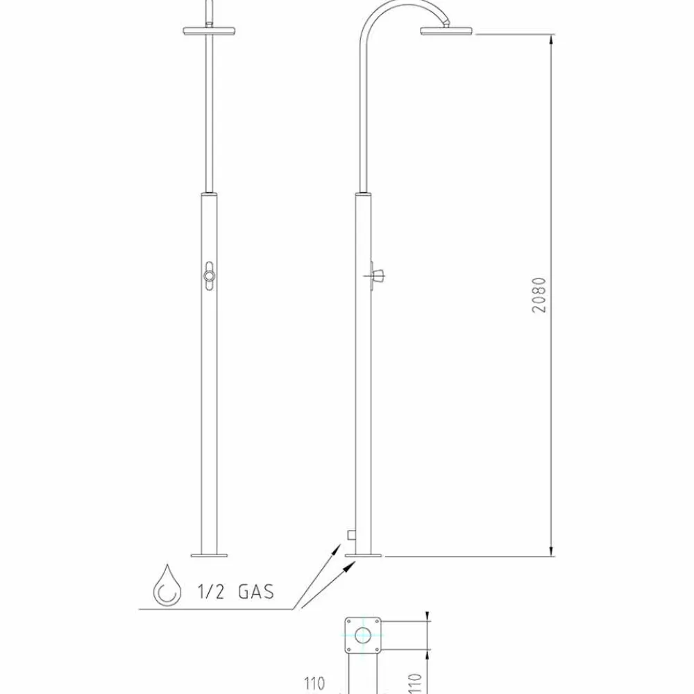 Viadurini in the Garden Gartendusche-Stahl-Gartendusche mit zeitgesteuertem Wasserhahn Made in Italy - Norton
