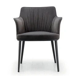 Viadurini Living Moderne Stühle-Stahlstuhl mit samtbezogenem Sitz, hergestellt in Italien – Arisa