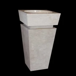 Viadurini Bathroom Steinwaschbecken-Standwaschbecken aus Naturstein weiß Sire, handgemacht