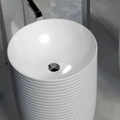 Viadurini Bathroom Keramikwaschbecken-Standwaschbecken aus weißer oder farbiger Keramik Trabia