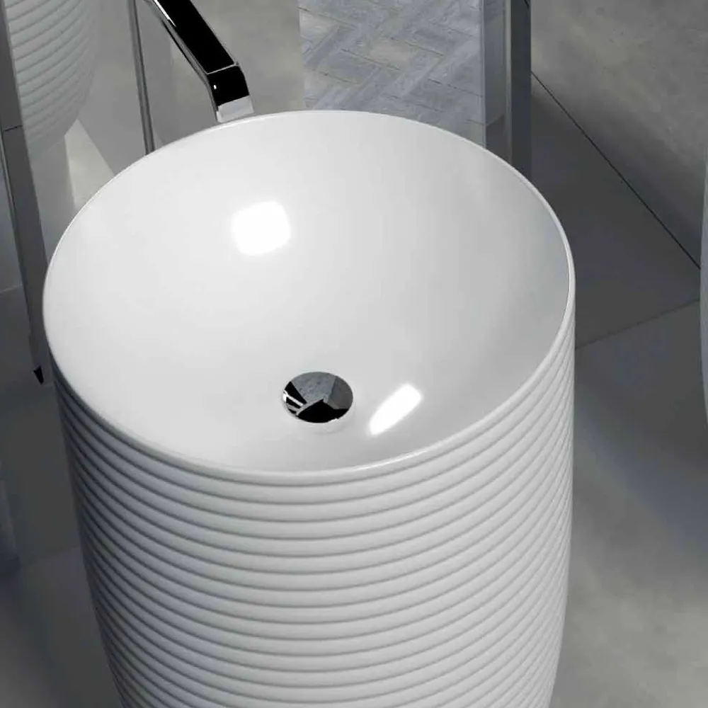 Viadurini Bathroom Keramikwaschbecken-Standwaschbecken aus weißer oder farbiger Keramik Trabia