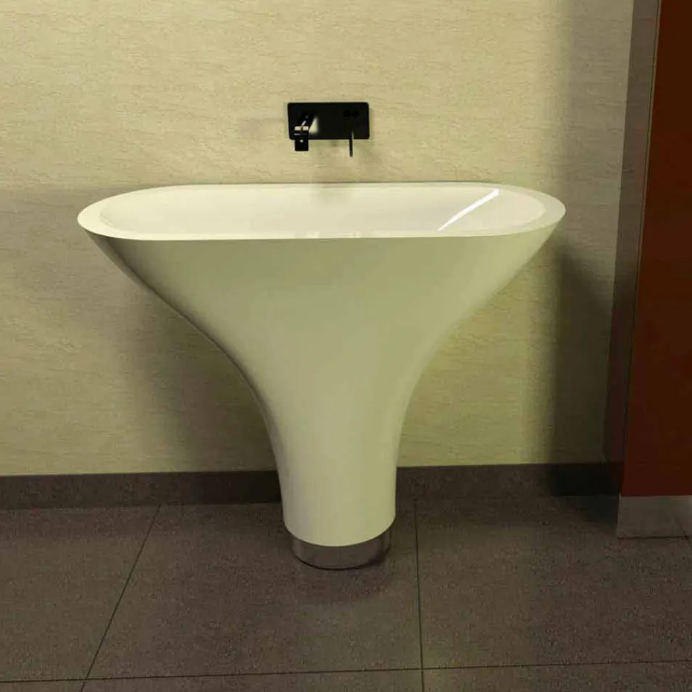 Viadurini Design Design Waschbecken Aus Solid Surface-Standwaschbecken in modernem Design Flounder Made in Italy