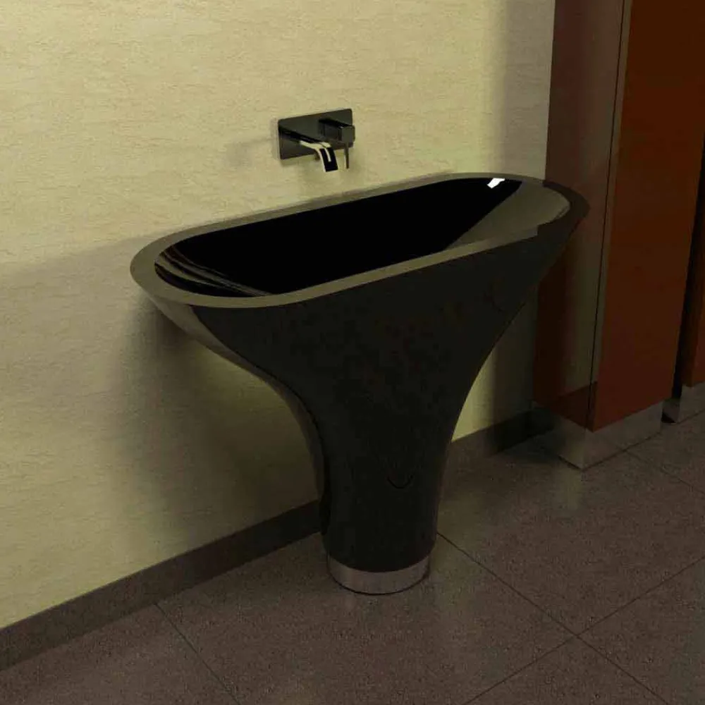 Viadurini Design Design Waschbecken Aus Solid Surface-Standwaschbecken in modernem Design Flounder Made in Italy