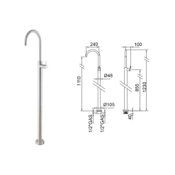 Viadurini Taps Waschbeckenarmaturen-Standwaschtischmischer aus AISI 316L-Stahl, Made in Italy - Artigli
