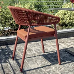 Viadurini in the Garden Gartenstühle Metall-Stapelbarer Aluminiumstuhl mit Seilkissen und Rückenlehne - Frescultura