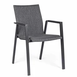 Viadurini in the Garden Gartenstühle Metall-Stapelbarer Außenstuhl aus Stoff und lackiertem Aluminium, 4 Stück - Assia