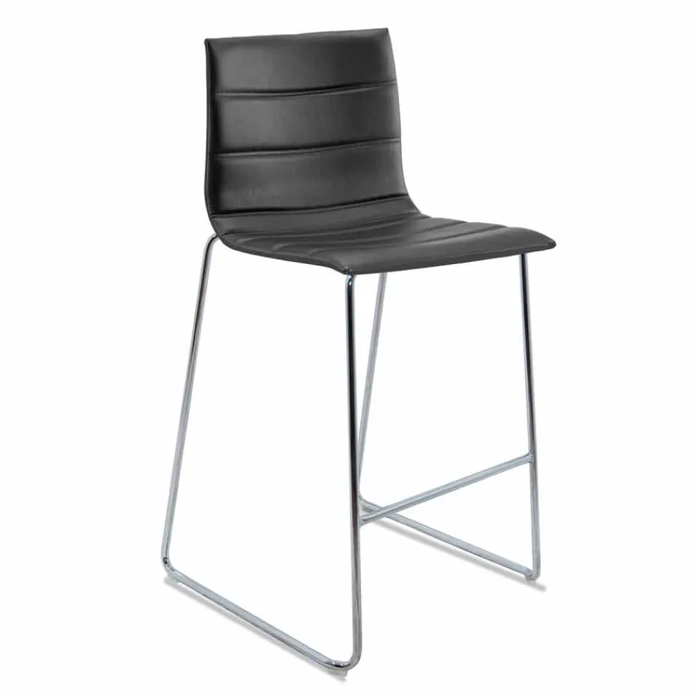 Viadurini Living Barhocker-Stapelbarer Barhocker mit Kufengestell aus Stahl und recyceltem Designstoff - Verenza