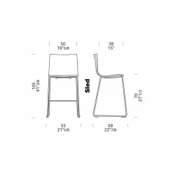 Viadurini Living Barhocker-Stapelbarer Barhocker mit Kufengestell aus Stahl und recyceltem Designstoff - Verenza