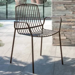 Viadurini in the Garden Gartenstühle Metall-Stapelbarer Gartenstuhl aus Metall Made in Italy 2 Stück - Giuliana