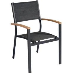 Viadurini in the Garden Gartenstühle Metall-Stapelbarer Gartenstuhl aus anthrazitgrauem Aluminium und Teak - Aidan