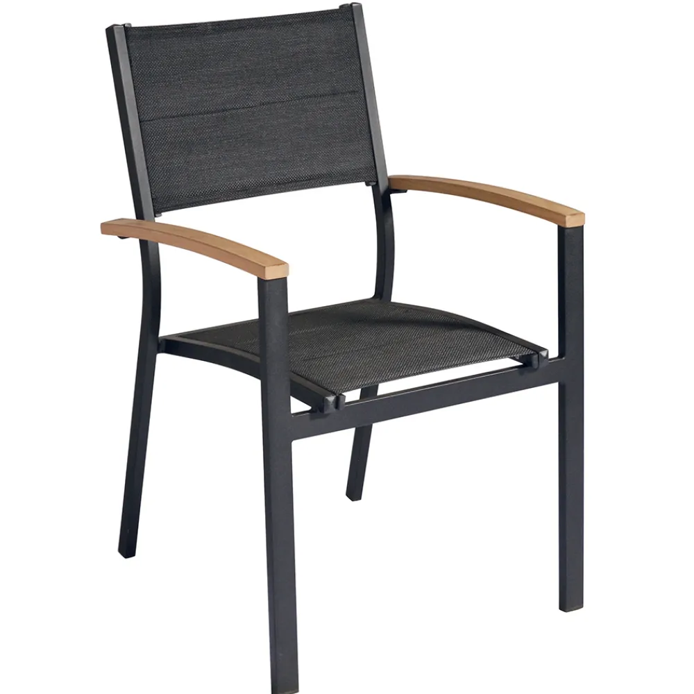 Viadurini in the Garden Gartenstühle Metall-Stapelbarer Gartenstuhl aus anthrazitgrauem Aluminium und Teak - Aidan