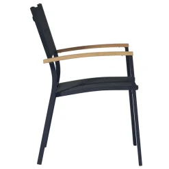 Viadurini in the Garden Gartenstühle Metall-Stapelbarer Gartenstuhl aus anthrazitgrauem Aluminium und Teak - Aidan