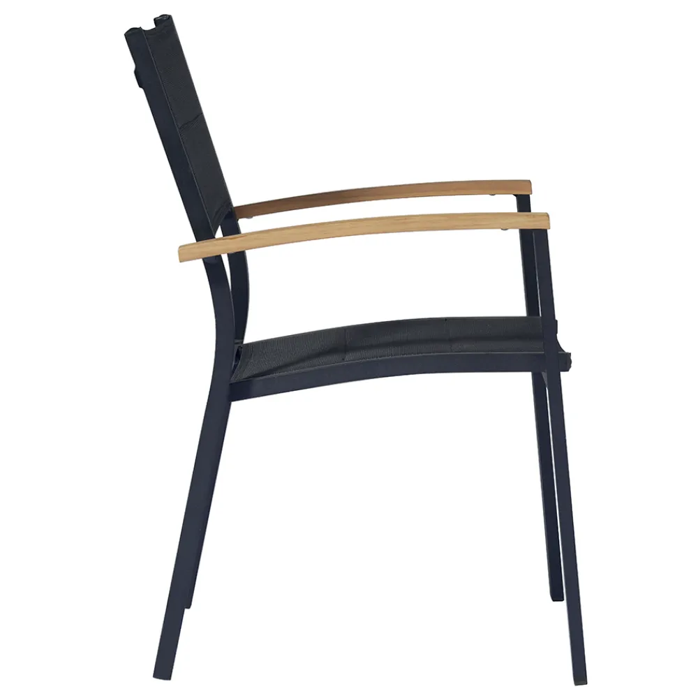 Viadurini in the Garden Gartenstühle Metall-Stapelbarer Gartenstuhl aus anthrazitgrauem Aluminium und Teak - Aidan