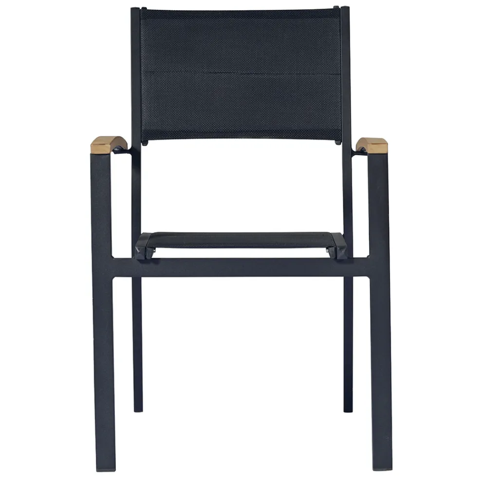 Viadurini in the Garden Gartenstühle Metall-Stapelbarer Gartenstuhl aus anthrazitgrauem Aluminium und Teak - Aidan