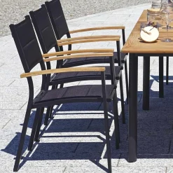 Viadurini in the Garden Gartenstühle Metall-Stapelbarer Gartenstuhl aus anthrazitgrauem Aluminium und Teak - Aidan