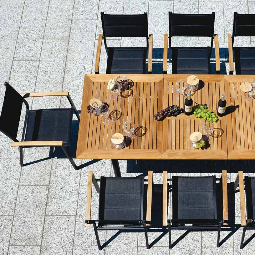 Viadurini in the Garden Gartenstühle Metall-Stapelbarer Gartenstuhl aus anthrazitgrauem Aluminium und Teak - Aidan