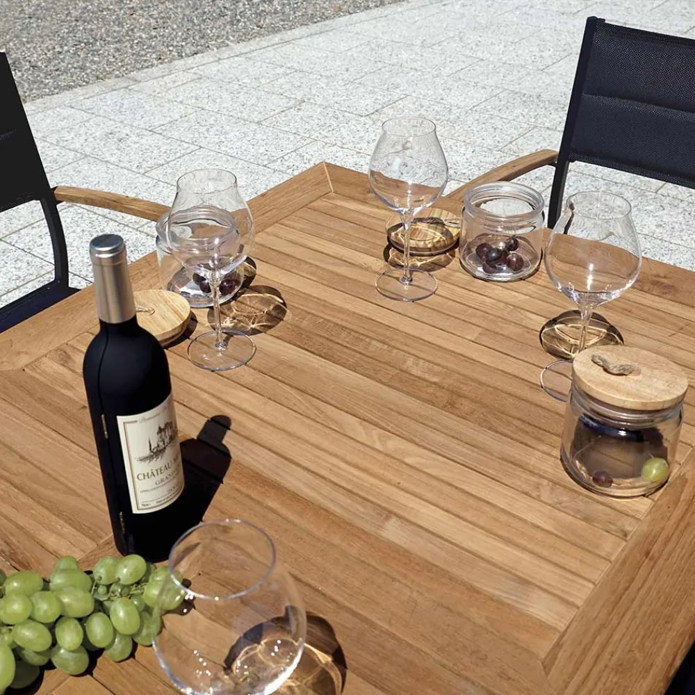 Viadurini in the Garden Gartenstühle Metall-Stapelbarer Gartenstuhl aus anthrazitgrauem Aluminium und Teak - Aidan