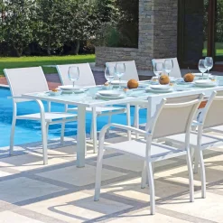 Viadurini in the Garden Gartenstühle Metall-Stapelbarer Gartenstuhl aus Aluminium mit Design-Armlehnen - Gontran