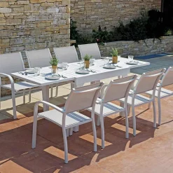 Viadurini in the Garden Gartenstühle Metall-Stapelbarer Gartenstuhl aus Aluminium mit Design-Armlehnen - Gontran