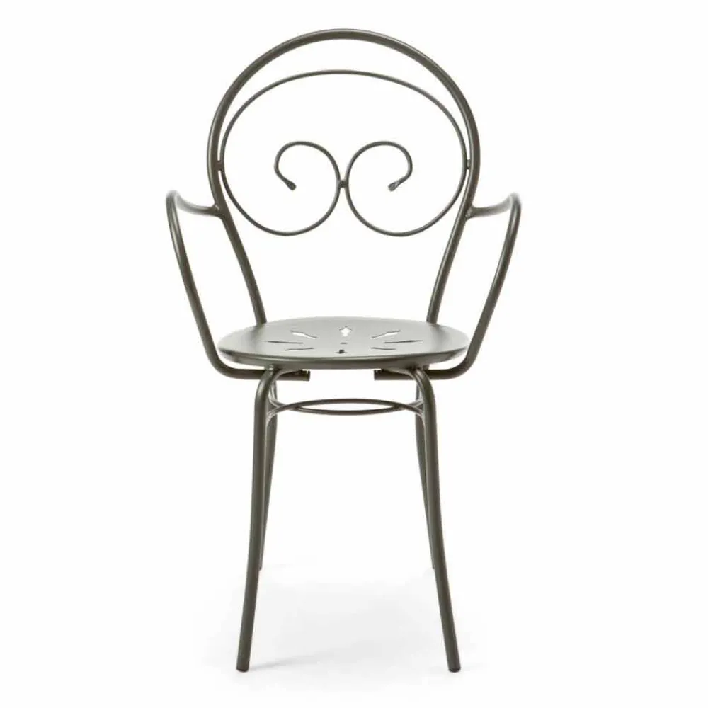 Viadurini in the Garden Gartenstühle Metall-Stapelbarer Gartenstuhl aus Metall Made in Italy, 2 Stück - Autorität