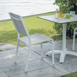 Viadurini in the Garden Gartenstühle Metall-Stapelbarer Gartenstuhl aus Aluminium und Textilene weiß oder grau - Floraforma