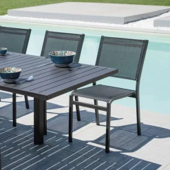 Viadurini in the Garden Gartenstühle Metall-Stapelbarer Gartenstuhl aus Aluminium und Textilene weiß oder grau - Floraforma